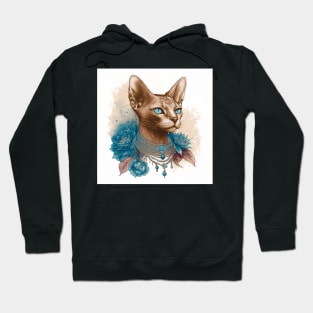 Abyssinian Cat Tattoo Portrait Hoodie